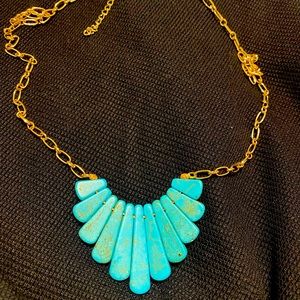 NWT Turquoise long gold adjustable necklace